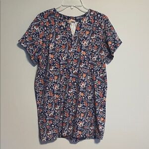 Philosophy Blue Floral Tunic Top Size XL Petite